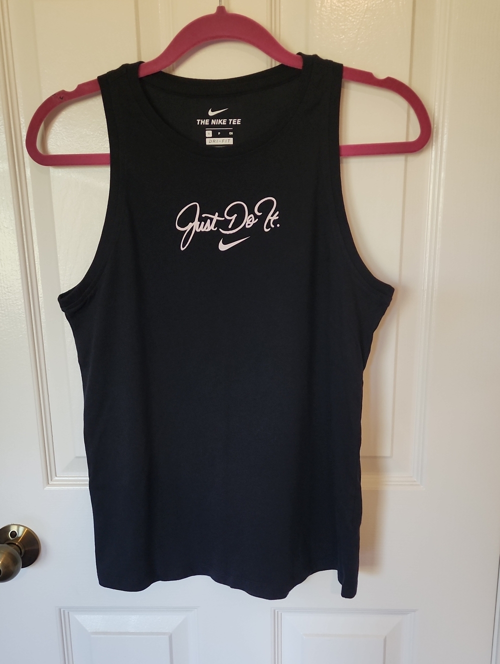 Nike Black Tank Top with Pink Script Logo